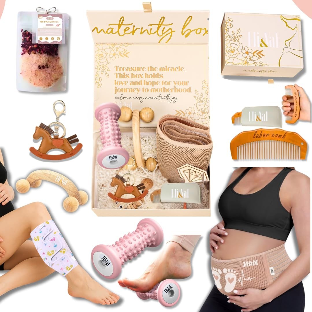 New Mom Pregnancy Care Package Basket – First Time Mom Essentials | Mom to Be & Expecting Mother Gifts | Labor & Hospital Bag Must Haves | 1st 2nd 3rd Trimester Care Kit | Maternity Belly Support Belt