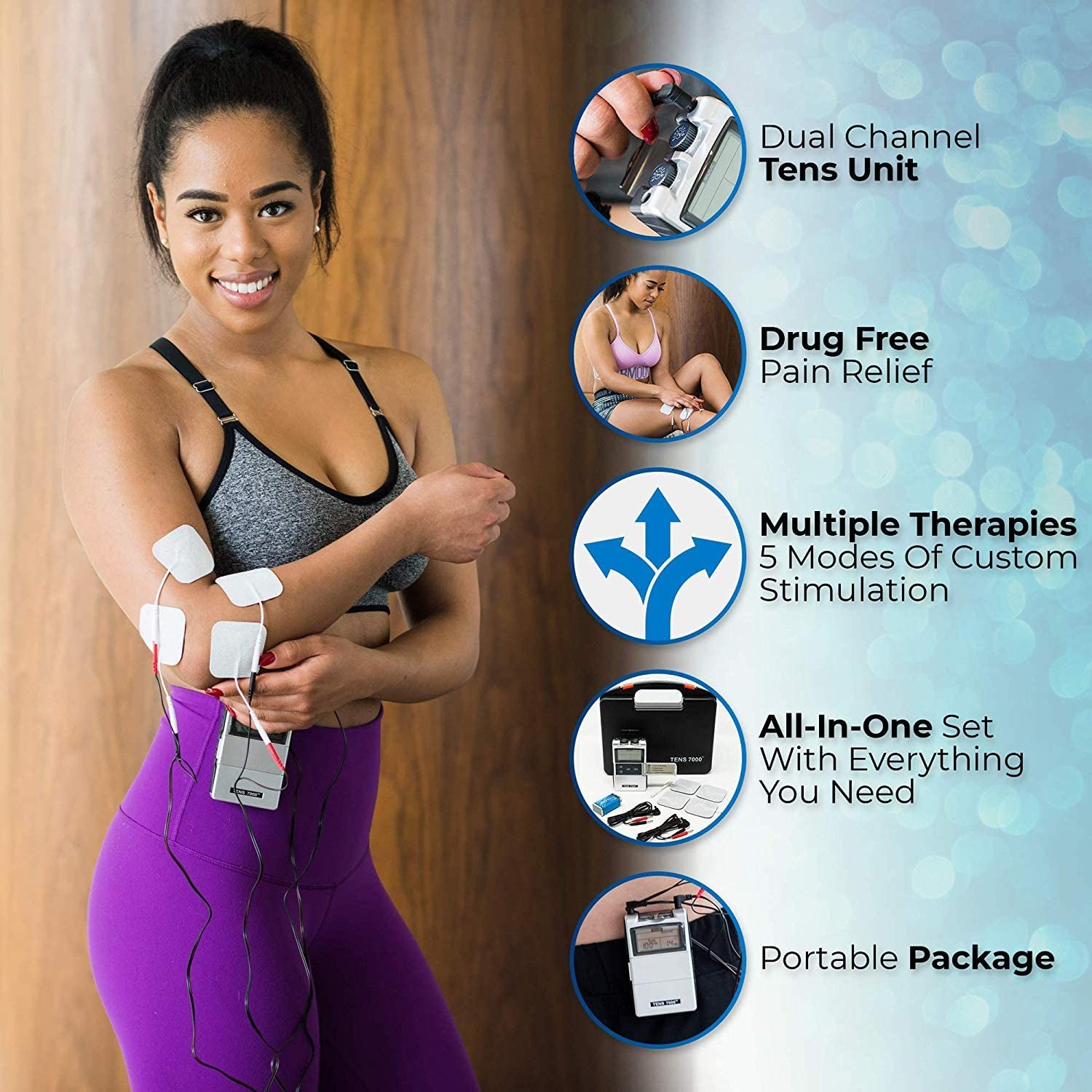 TENS 7000 Digital TENS Unit With Accessories - TENS Unit Muscle Stimulator For Back Pain %