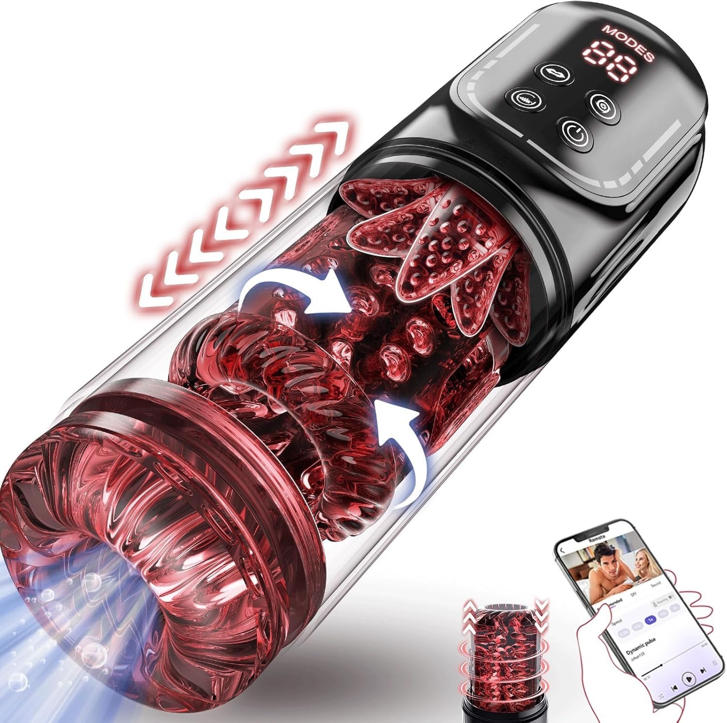 Male Masturbator Penis Pump - Male Sex Toys for Men Sex Toy Pocket Pussies 7 Thrusting Rotating Vibrating Sucking Licking Stroker Adult Toys Vacuum Pumps & Enlargers LCD APP Whips Crops