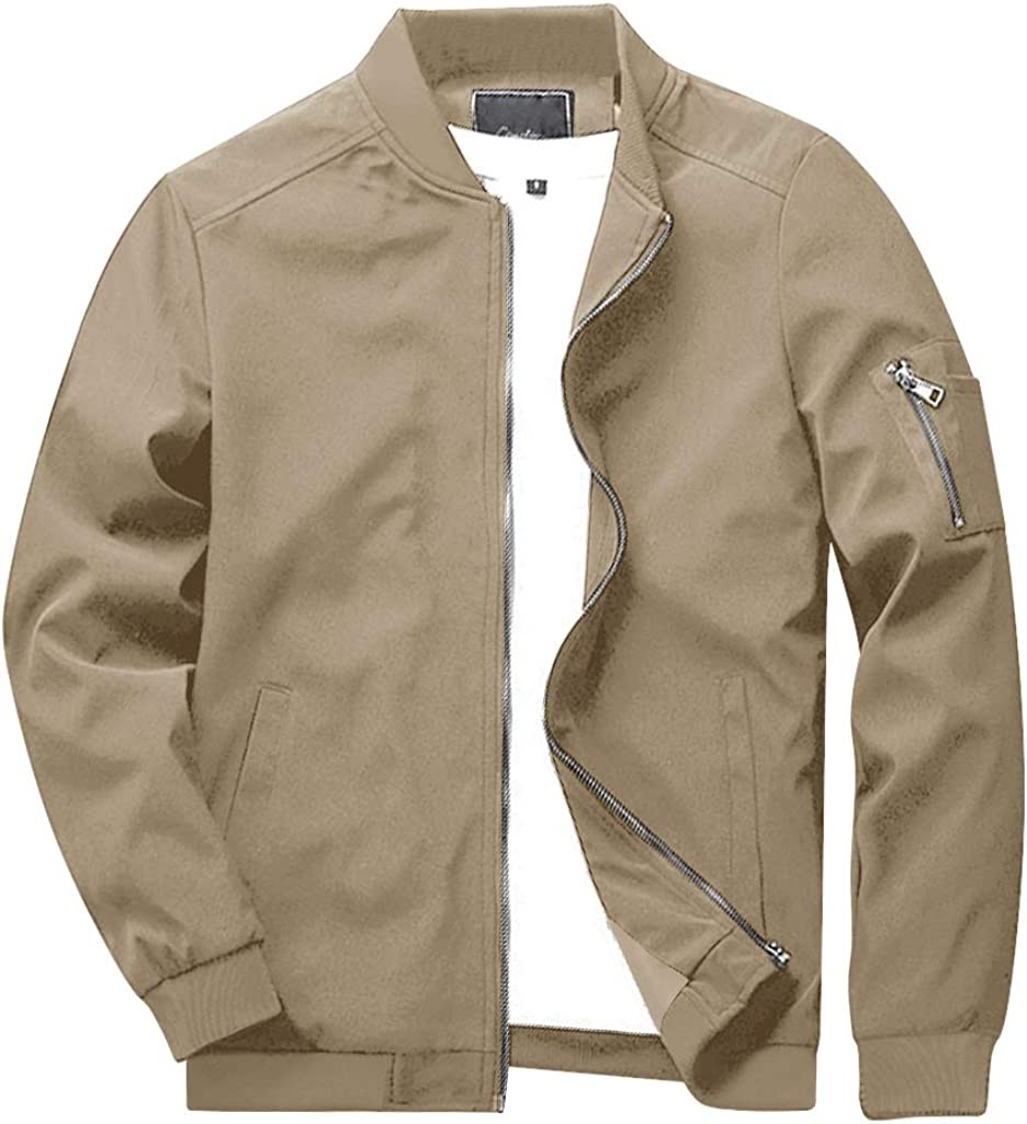 CRYSULLY Men's Spring Fall Casual Slim Fit Thin Lightweight Outwear Sportswear Bomber   Jacket Coat +