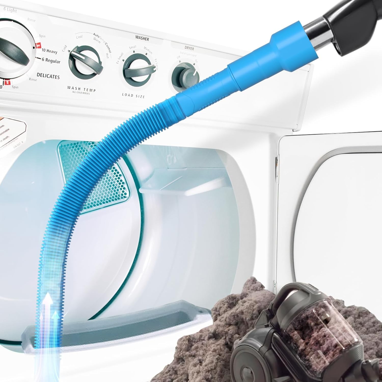 Holikme Dryer Vent Cleaner Kit Dryer Lint Vacuum Attachment Brush, Lint Remover, Dryer Vent Vacuum Hose Replacement Parts, Blue