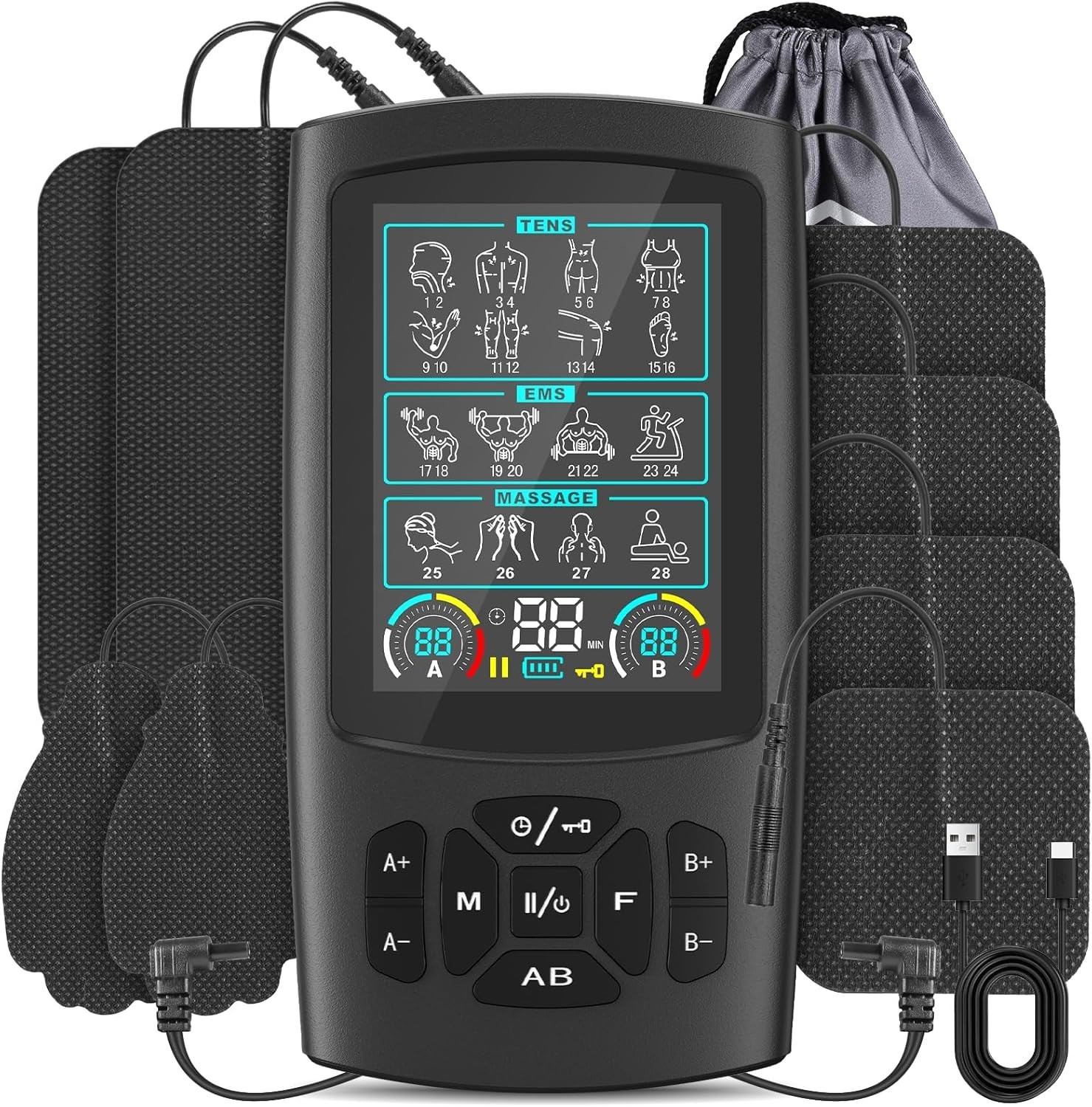 3-IN-1 Tens Unit Muscle Stimulator Device