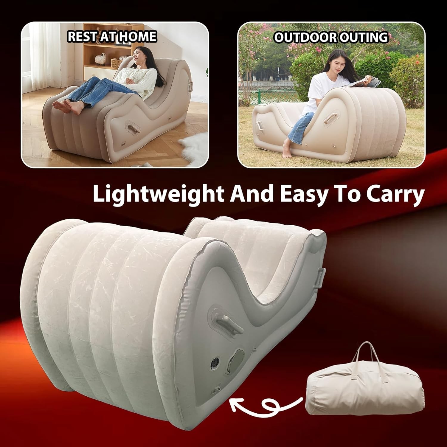 Automatic Inflatable Sex Sofa for G Spot Position Aid, Sex Furniture Sex Bondage Chair with Built-in Air Pump (White)