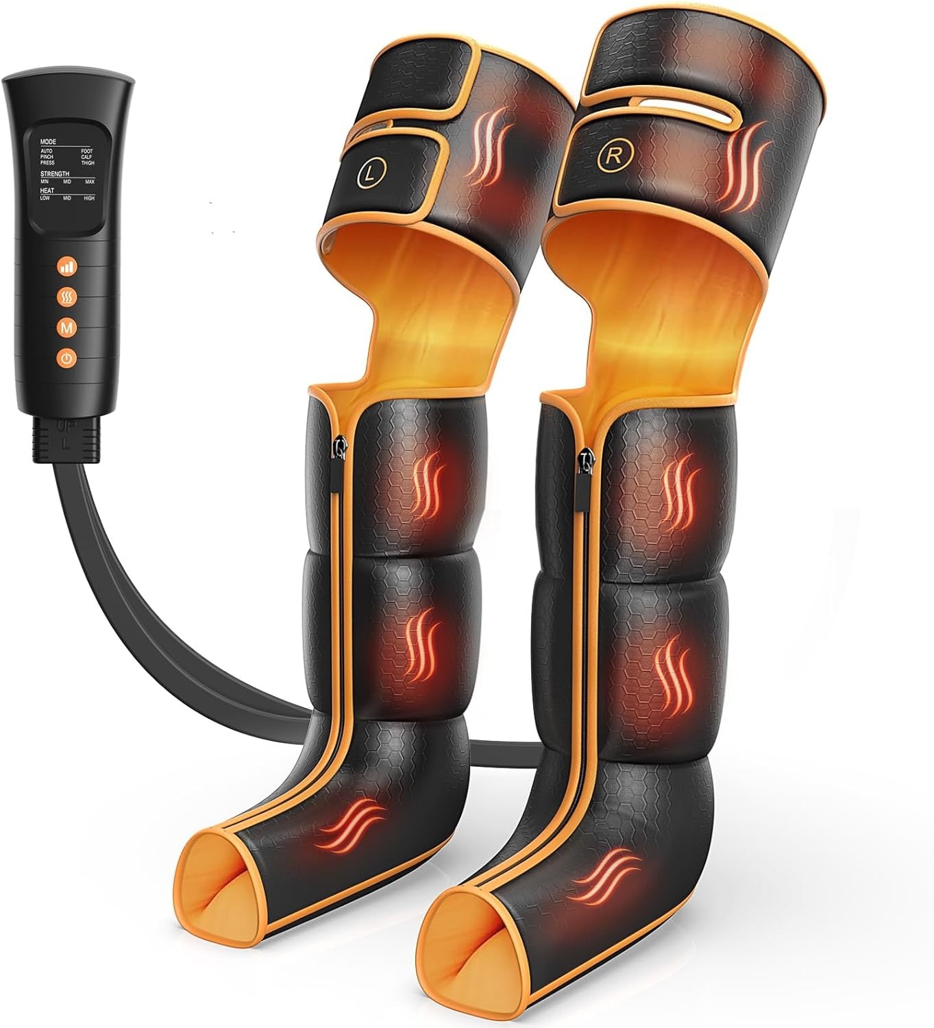Leg Massager with Heat and Compression, Foot Calf & Thigh Massage for Circulation and Pain Relief, Leg Compression Massager with Handheld Controller 3 Intensities 6 Modes